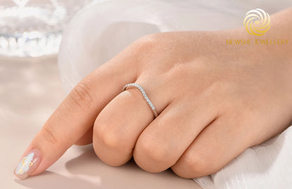 Newshe 925 Silver Moissanite Wedding Rings for Women Curved Stacking Eternity Band Jewelry Gift D Color VVS1 Pass Diamond Tester