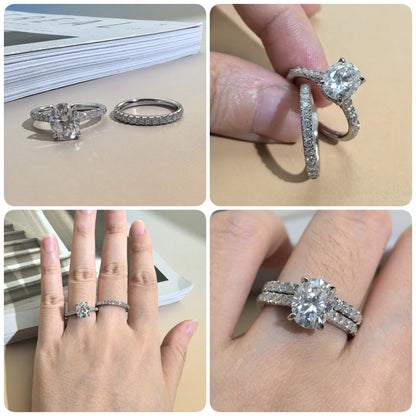 Newshe Moissanite Bridal Rings Set for Women D color VVS1 Radian Oval Cut Engagement Ring 925 Sterling Sliver Luxury Jewelry