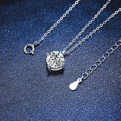 NeeTim 1ct 2ct 3ct D VVS1 Moissanite Necklace for Women Sterling Silver 925 with White Gold Plated Lab Diamond Sparkling Pendant