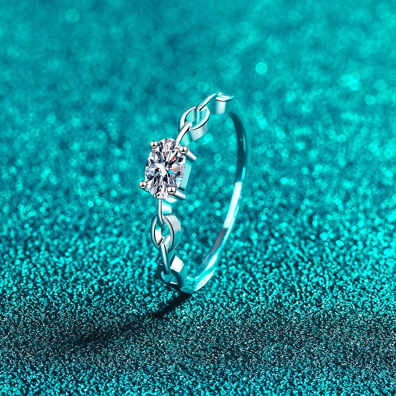 NeeTim 0.5ct D Oval Cut Moissanite Ring for Women 925 Sterling Silver Lab Diamond Engagement Wedding Rings Jewelry Bands