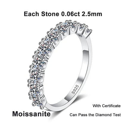 NeeTim 2.5mm 3mm Full Moissanite Rings for Woman Wedding Jewelry 925 Sterling Silver Diamond Rings Engagement Promise Band Gifts
