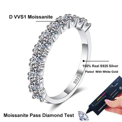 NeeTim 2.5mm 3mm Full Moissanite Rings for Woman Wedding Jewelry 925 Sterling Silver Diamond Rings Engagement Promise Band Gifts