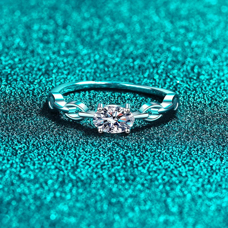 NeeTim 0.5ct D Oval Cut Moissanite Ring for Women 925 Sterling Silver Lab Diamond Engagement Wedding Rings Jewelry Bands