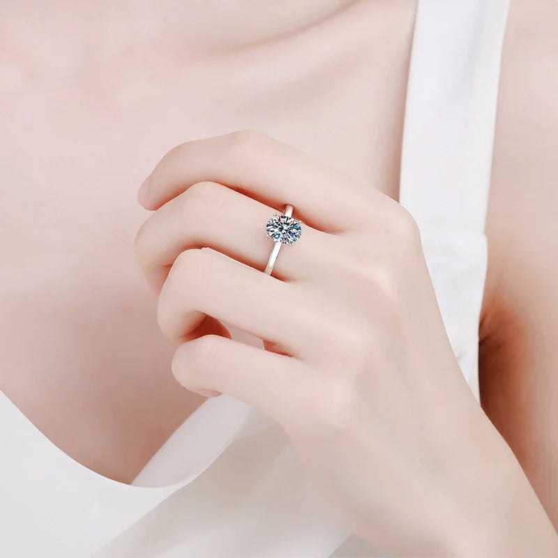 NeeTim 7x9mm 2ct Moissanite Ring S925 Sterling Silver Oval Cut Lab Diamond Wedding Rings for Women Engagement Promise Band Gift
