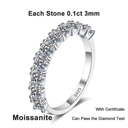 NeeTim 2.5mm 3mm Full Moissanite Rings for Woman Wedding Jewelry 925 Sterling Silver Diamond Rings Engagement Promise Band Gifts