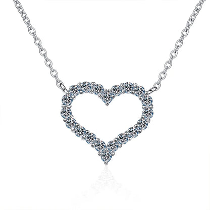 NeeTim D Color Moissanite Necklace Heart Pendant 925 Sterling Silver White Gold Plated Chain Fine Neck Chain for Women Wholesale