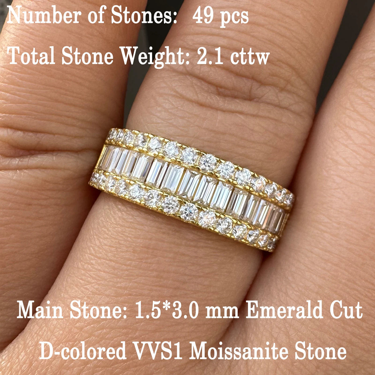 Newshe D Color GRA Certified Moissanite Rings for Women Solid 925 Sterling Silver Yellow Gold Color Wedding Engagement Ring