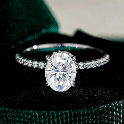 NeeTim 1ct 2ct 3ct Oval Cut Moissanite Rings for Women 925 Sterling Silver Lab Diamond Wedding Engagement Ring Gemstone Band