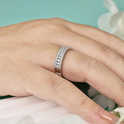 Newshe D Color Moissanite Rings Wedding Ring for Women 925 Sterling Silver Half Eternity Engagement Band
