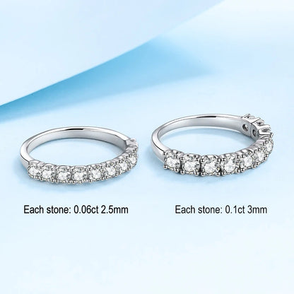 NeeTim 2.5mm 3mm Full Moissanite Rings for Woman Wedding Jewelry 925 Sterling Silver Diamond Rings Engagement Promise Band Gifts