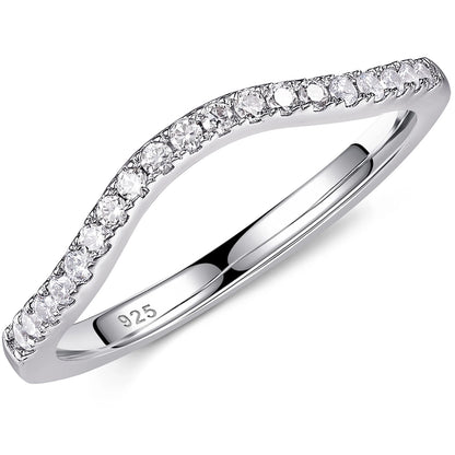Newshe 925 Silver Moissanite Wedding Rings for Women Curved Stacking Eternity Band Jewelry Gift D Color VVS1 Pass Diamond Tester