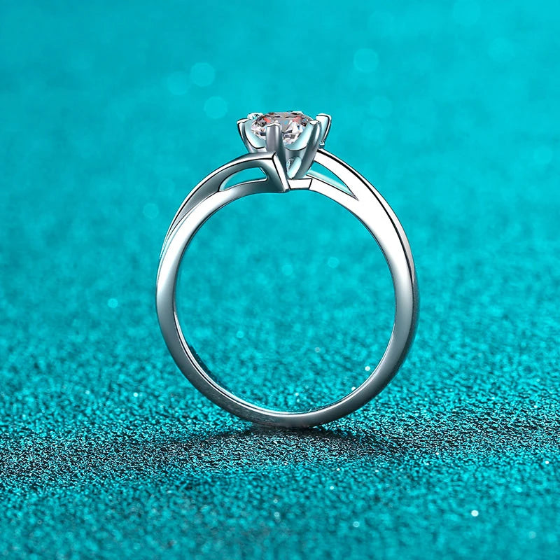 NeeTim 0.5ct 5mm Moissanite Ring Lab Diamond Solitaire Ring for Women Engagement Promise Bands Wedding Band Fine Jewelry