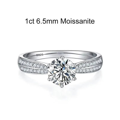 NeeTim 0.5ct 1ct Moissanite Engagement Ring Women Proposal Rings S925 Sterling Silver with White Gold Plated Wedding Band