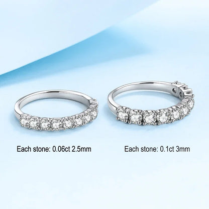 NeeTim 2.5mm 3mm Full Moissanite Rings for Woman Wedding Jewelry 925 Sterling Silver Diamond Rings Engagement Promise Band Gifts