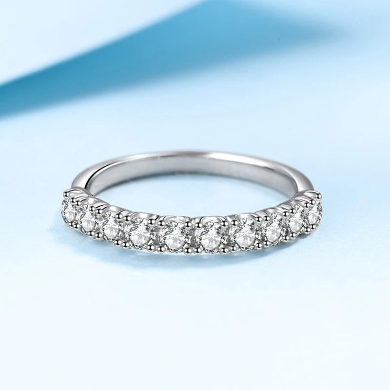 NeeTim 2.5mm 3mm Full Moissanite Rings for Woman Wedding Jewelry 925 Sterling Silver Diamond Rings Engagement Promise Band Gifts