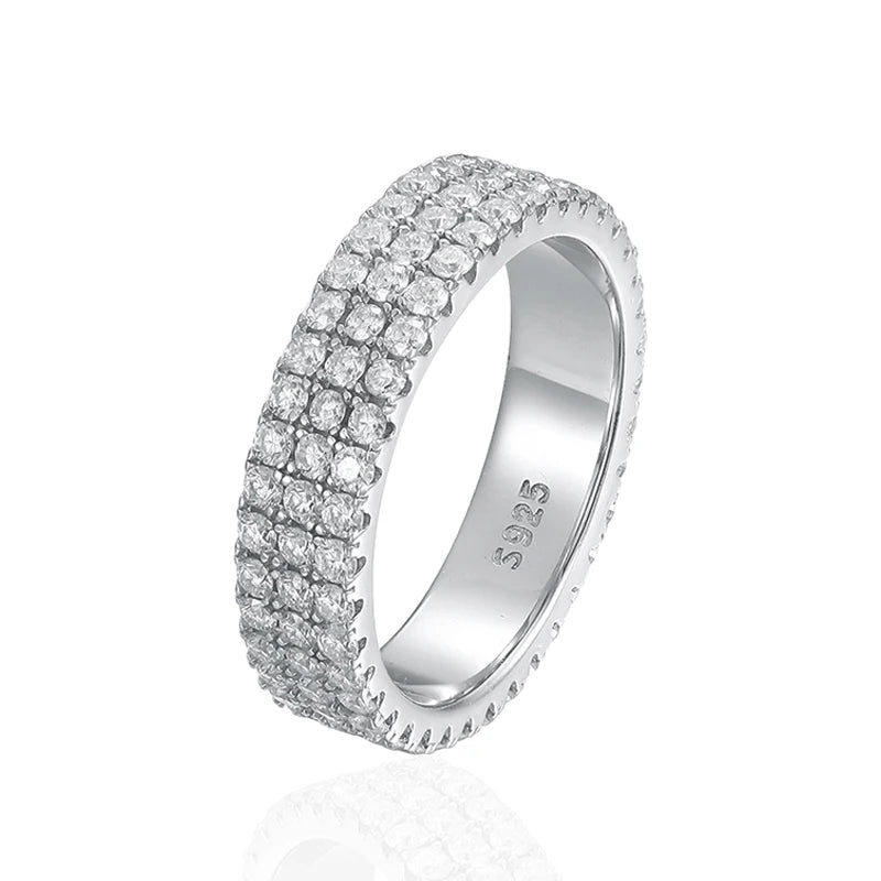 NeeTim Full Moissanite Ring Sterling Silver 925 with Gold Plated Wedding Engagement Eternity Band Patry Luxury Jewelry for Women
