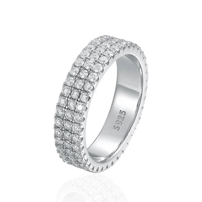 NeeTim Full Moissanite Ring Sterling Silver 925 with Gold Plated Wedding Engagement Eternity Band Patry Luxury Jewelry for Women