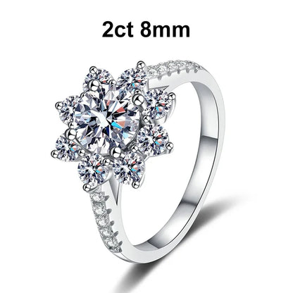 NeeTim 1ct 2ct Moissanite Eternity Ring 925 Sterling Silver with Gold Plated Wedding Flower Lab Diamond Rings For Women Jewelry