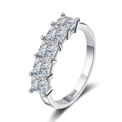 NeeTim Full D Color Princess Cut Moissanite Diamond Rings for Women S925 Sterling Silver Wedding Engagement Party Band Ring