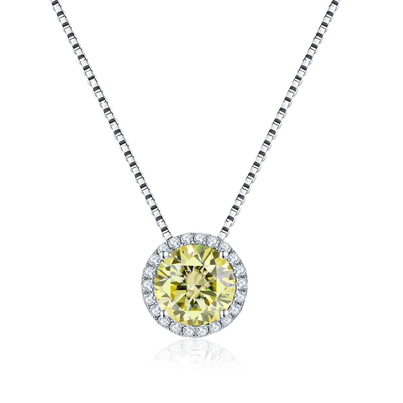 NeeTim 0.5ct 1ct Pink Blue Black Colorful Moissanite Necklaces for Women 925 Sterling Silver Box Chian Pendant Woman's Necklace