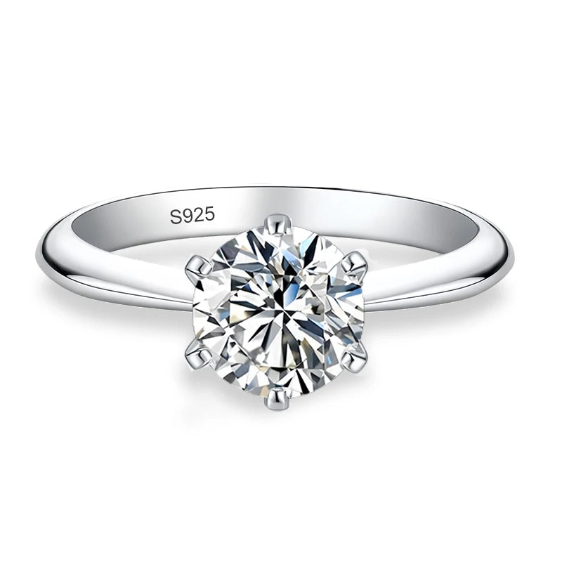 NeeTim 0.5ct 1ct 2ct 3ct Blue Pink Purple Black Moissanite Rings for Women Sterling 925 Silver Wedding Party Band Woman's Ring