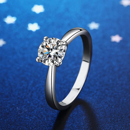 NeeTim 0.5ct 1ct 2ct D Color Moissanite Engagement Ring for Women S925 Sterling Silver Lab Diamond Promise Wedding Band Jewelry