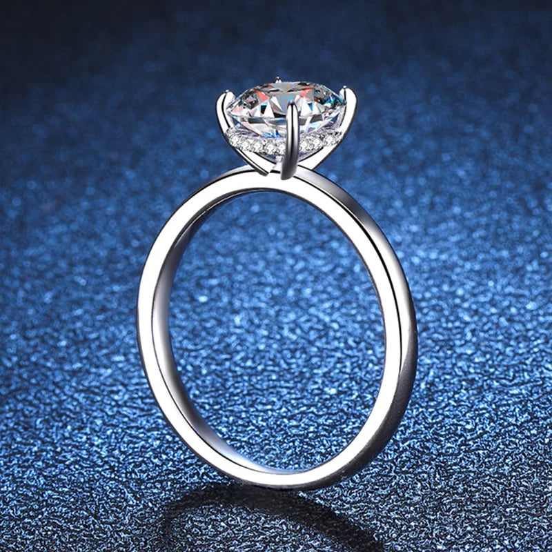 NeeTim 7x9mm 2ct Moissanite Ring S925 Sterling Silver Oval Cut Lab Diamond Wedding Rings for Women Engagement Promise Band Gift