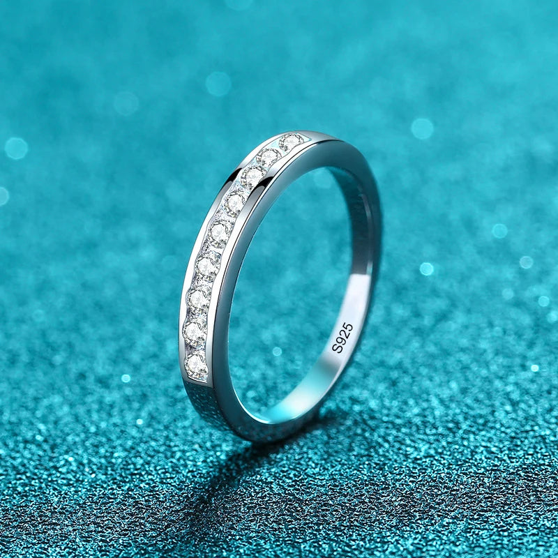 NeeTim 2mm Moissanite Ring for Women 925 Sterling Silver Rings with Gold Plated Wedding Bridal Proposal Promise Engagement Band