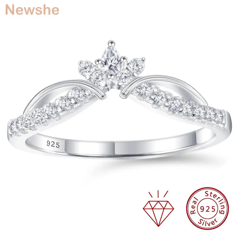 Newshe 925 Silver Moissanite Wedding Band for Women Crown Stacking Eternity Rings D Color VVS1 Jewelry Gift