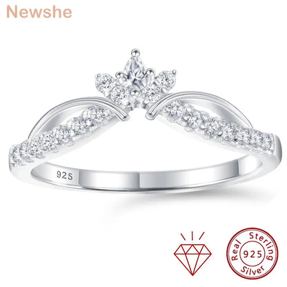 Newshe 925 Silver Moissanite Wedding Band for Women Crown Stacking Eternity Rings D Color VVS1 Jewelry Gift