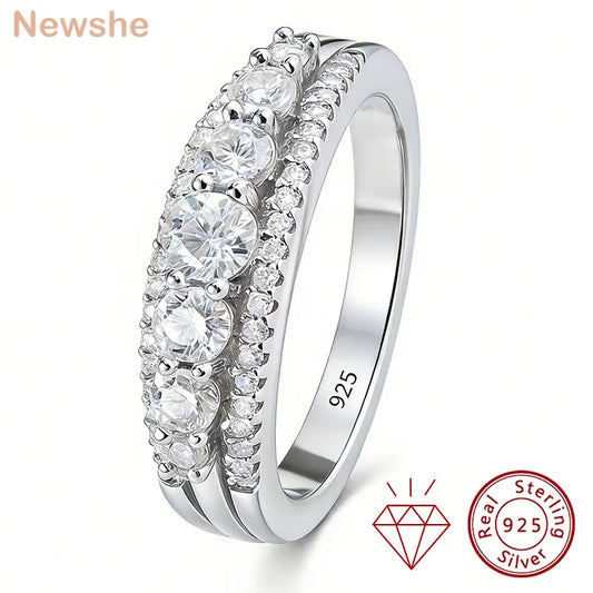 Newshe Luxury Moissanite Wedding Rings for Women Original 925 Sterling Silver Eternity Band Engagement Ring Fine Jewelry