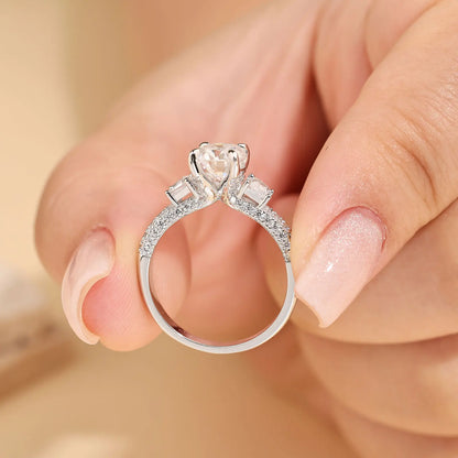 Newshe GRA Certified Moissanite Engagement Rings for Women 2.0 CT Oval Cut Solid 925 Sterling Silver Wedding Ring Fine Jewelry