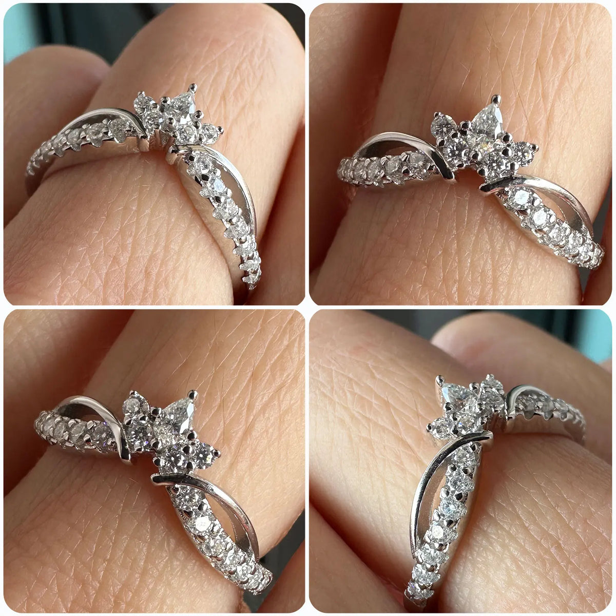 Newshe Moissanite Wedding Band for Women 925 Silver Crown Stacking Eternity Rings D Color VVS1 Luxury Ring Jewelry