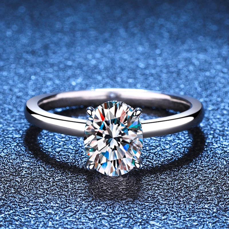 NeeTim 7x9mm 2ct Moissanite Ring S925 Sterling Silver Oval Cut Lab Diamond Wedding Rings for Women Engagement Promise Band Gift