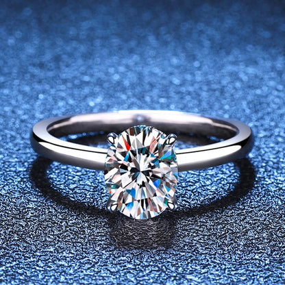 NeeTim 7x9mm 2ct Moissanite Ring S925 Sterling Silver Oval Cut Lab Diamond Wedding Rings for Women Engagement Promise Band Gift