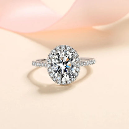 NeeTim 1CT 2CT D VVS1 Oval Cut Moissanite Rings for Women 925 Sterling Silver Lab Dimond Engagement Wedding Party Ring Wholesale