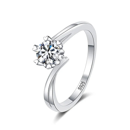 NeeTim 0.5ct 5mm Moissanite Ring Lab Diamond Solitaire Ring for Women Engagement Promise Bands Wedding Band Fine Jewelry