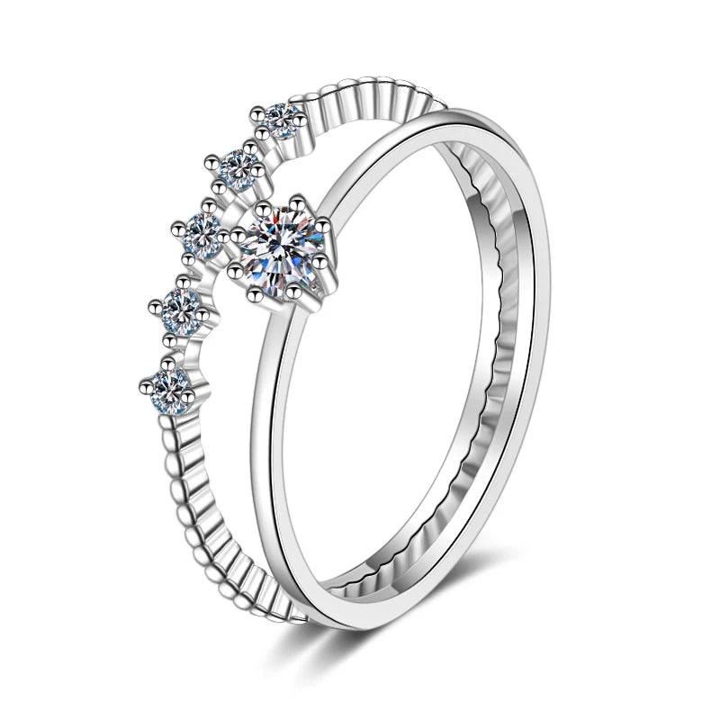 NeeTim 3mm Moissanite Ring Set Silver 925 Brilliant Cut 0.1 Carat Diamond Test Past D Color Moissanites Rings Original Jewelry