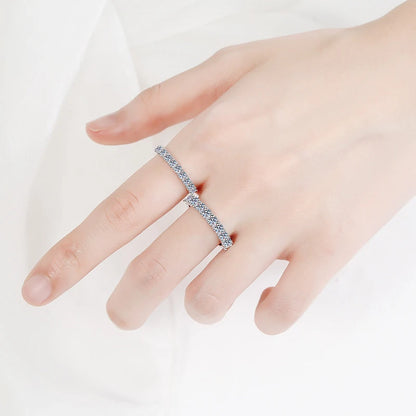 NeeTim 2.5mm 3mm Full Moissanite Rings for Woman Wedding Jewelry 925 Sterling Silver Diamond Rings Engagement Promise Band Gifts