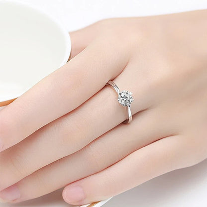 NeeTim 0.5ct 5mm Moissanite Ring Lab Diamond Solitaire Ring for Women Engagement Promise Bands Wedding Band Fine Jewelry