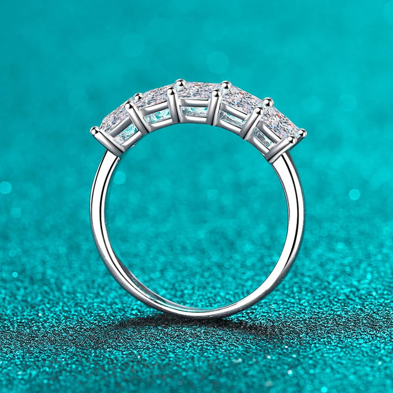 NeeTim Full D Color Princess Cut Moissanite Diamond Rings for Women S925 Sterling Silver Wedding Engagement Party Band Ring