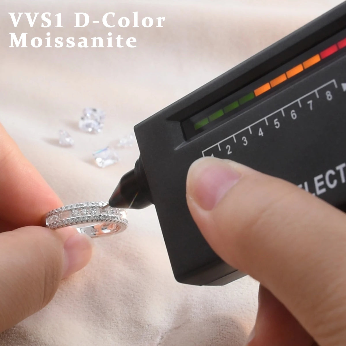 Newshe GRA Certified Moissanite Wedding Bands 925 Sterling Silver 14K Yellow Gold Plated Promise Engagement Rings