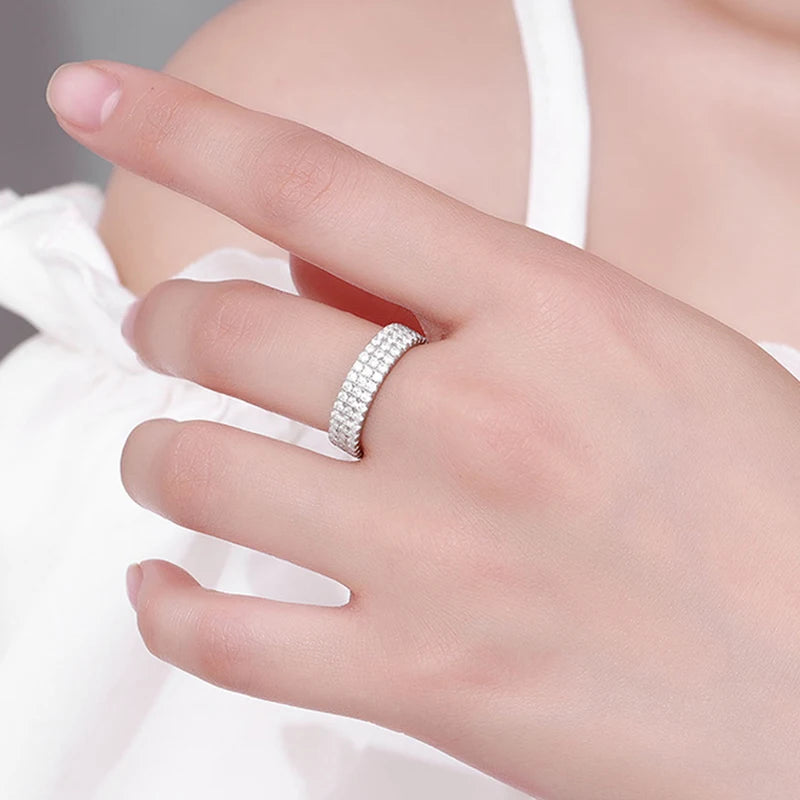 NeeTim Full Moissanite Ring Sterling Silver 925 with Gold Plated Wedding Engagement Eternity Band Patry Luxury Jewelry for Women